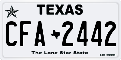 TX license plate CFA2442