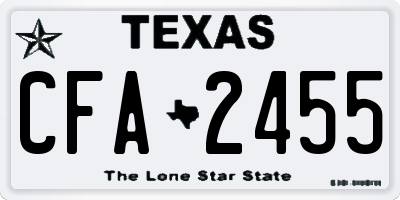 TX license plate CFA2455