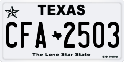 TX license plate CFA2503