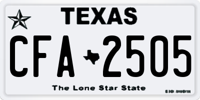TX license plate CFA2505