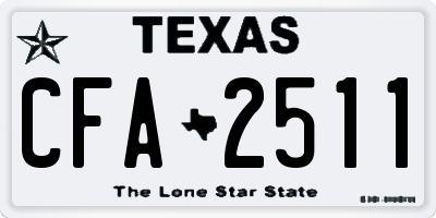 TX license plate CFA2511