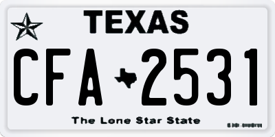 TX license plate CFA2531