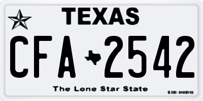 TX license plate CFA2542