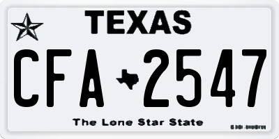 TX license plate CFA2547