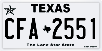 TX license plate CFA2551