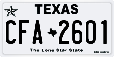 TX license plate CFA2601