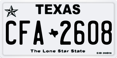 TX license plate CFA2608