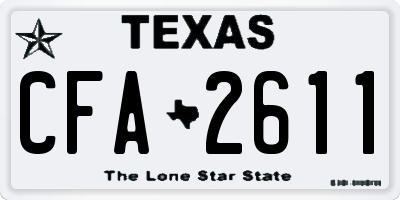 TX license plate CFA2611