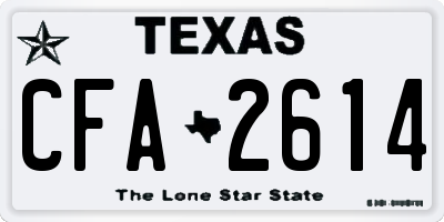 TX license plate CFA2614