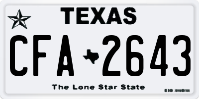 TX license plate CFA2643