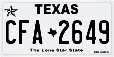 TX license plate CFA2649