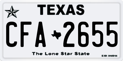 TX license plate CFA2655