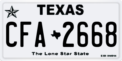 TX license plate CFA2668