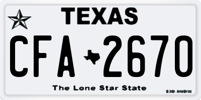 TX license plate CFA2670