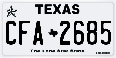 TX license plate CFA2685