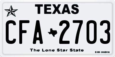 TX license plate CFA2703