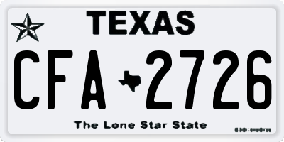 TX license plate CFA2726