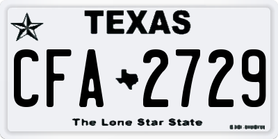 TX license plate CFA2729