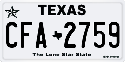 TX license plate CFA2759