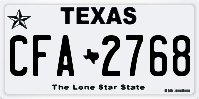 TX license plate CFA2768