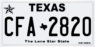 TX license plate CFA2820