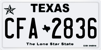TX license plate CFA2836