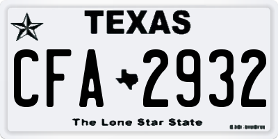 TX license plate CFA2932