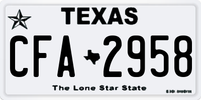 TX license plate CFA2958
