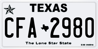 TX license plate CFA2980