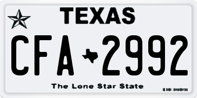TX license plate CFA2992