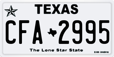 TX license plate CFA2995