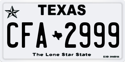 TX license plate CFA2999
