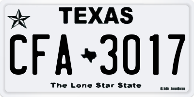 TX license plate CFA3017