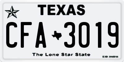 TX license plate CFA3019