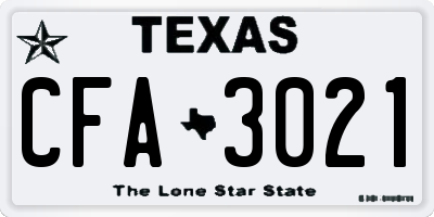 TX license plate CFA3021