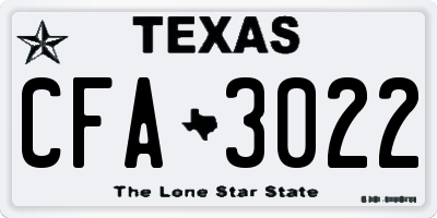 TX license plate CFA3022