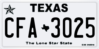 TX license plate CFA3025