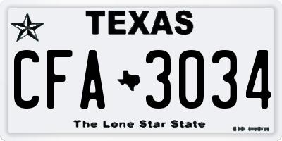 TX license plate CFA3034
