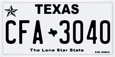 TX license plate CFA3040