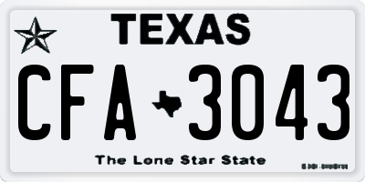 TX license plate CFA3043