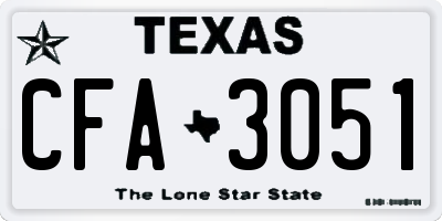 TX license plate CFA3051