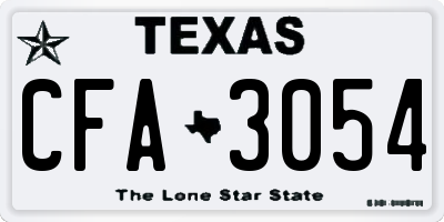 TX license plate CFA3054