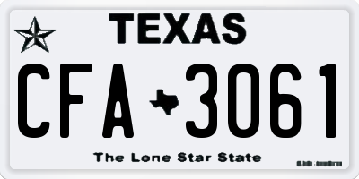 TX license plate CFA3061