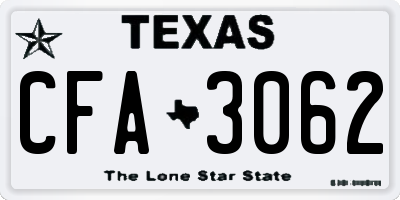 TX license plate CFA3062