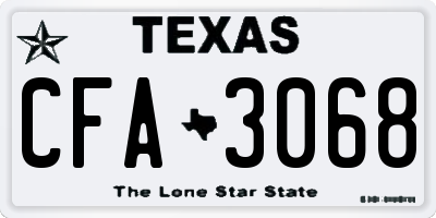 TX license plate CFA3068