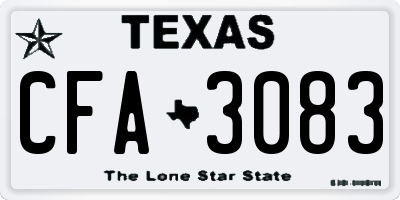 TX license plate CFA3083