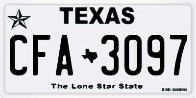 TX license plate CFA3097
