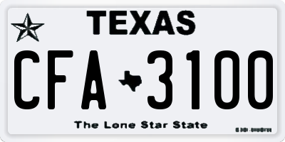 TX license plate CFA3100