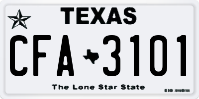 TX license plate CFA3101