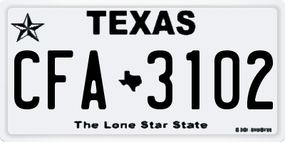 TX license plate CFA3102